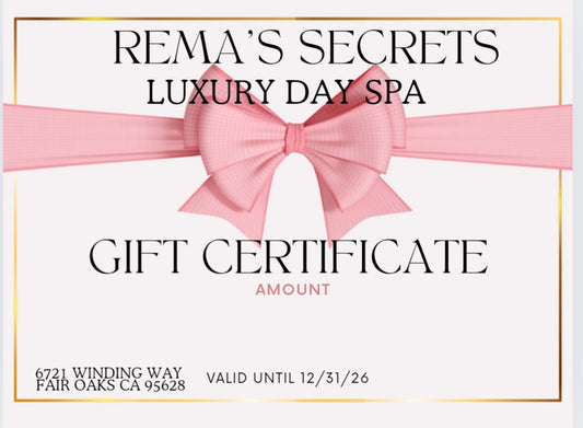 birthday gift cards spa treatments Rema's Secrets Fair Oaks