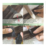 Hair Tape Extensions 100% Real Human Hair / Device.